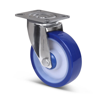 Polyurethan-Lenkrolle 125 mm - Edelstahl - 200 kg