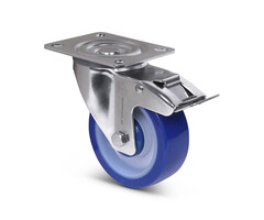 Polyurethan-Lenkrolle mit Bremse 100 mm - Edelstahl - 150 kg
