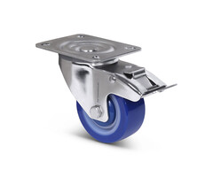 Polyurethan-Lenkrolle mit Bremse 80 mm - Edelstahl - 120 kg