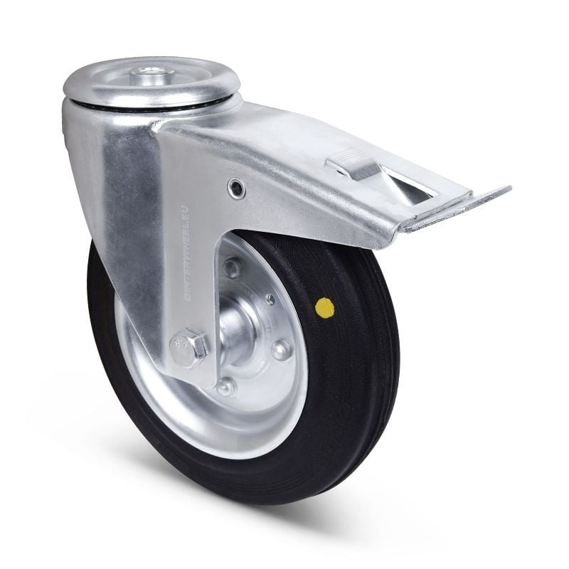 ESD-Vollgummi-Lenkrolle mit Bremse 200 mm - Rückenloch - 205 kg