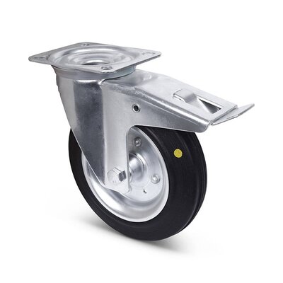 ESD-Vollgummi-Lenkrolle mit Bremse 200 mm - Platte - 205 kg