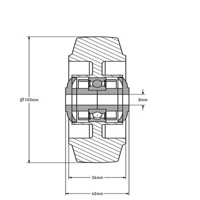Elastisches Gummirad 100 mm - Kugellager 8 mm - 160 kg