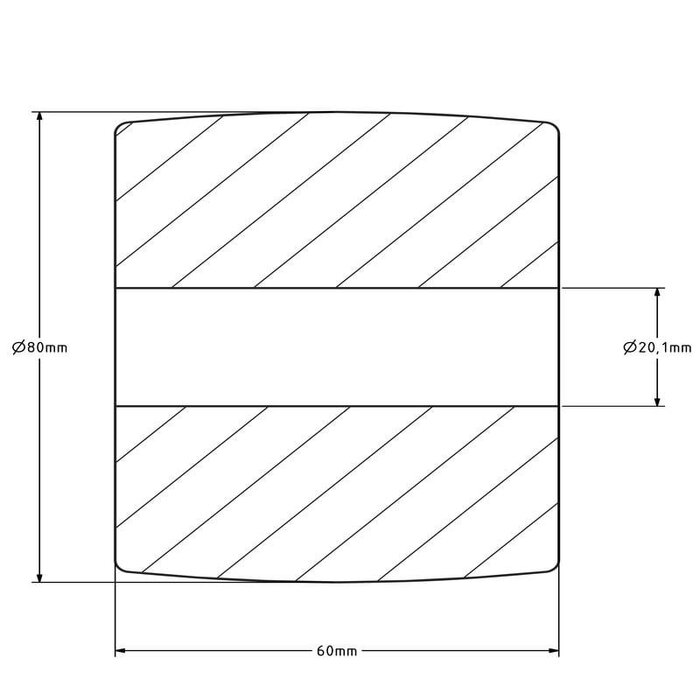 Gusspolyamidrad 80 mm - Gleitlager 20 mm - 1000 kg