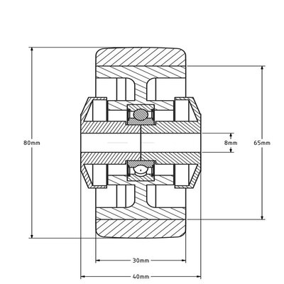 Thermoplastisches Gummirad 80 mm - Kugellager 8 mm - 80 kg