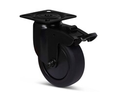 Schwarze Lenkrolle mit Bremse 75 mm - Kugellager - 75 kg