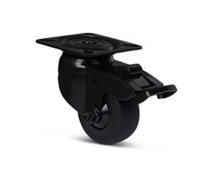Schwarze Lenkrolle mit Bremse 50 mm - Kugellager - 50 kg