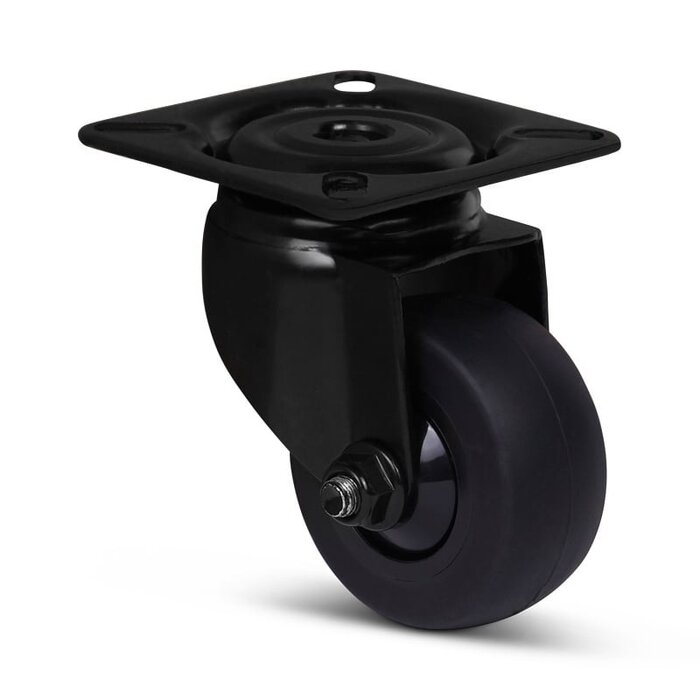 Schwarze Lenkrolle 50 mm - Kugellager - Platte - 50 kg