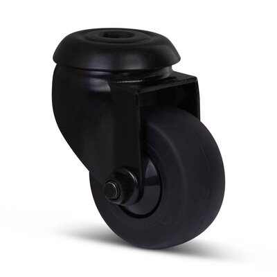 Schwarze Lenkrolle 50 mm - Kugellager - Rückenloch - 50 kg