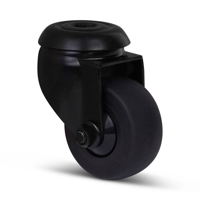 Schwarze Lenkrolle 50 mm - Kugellager - Rückenloch - 50 kg