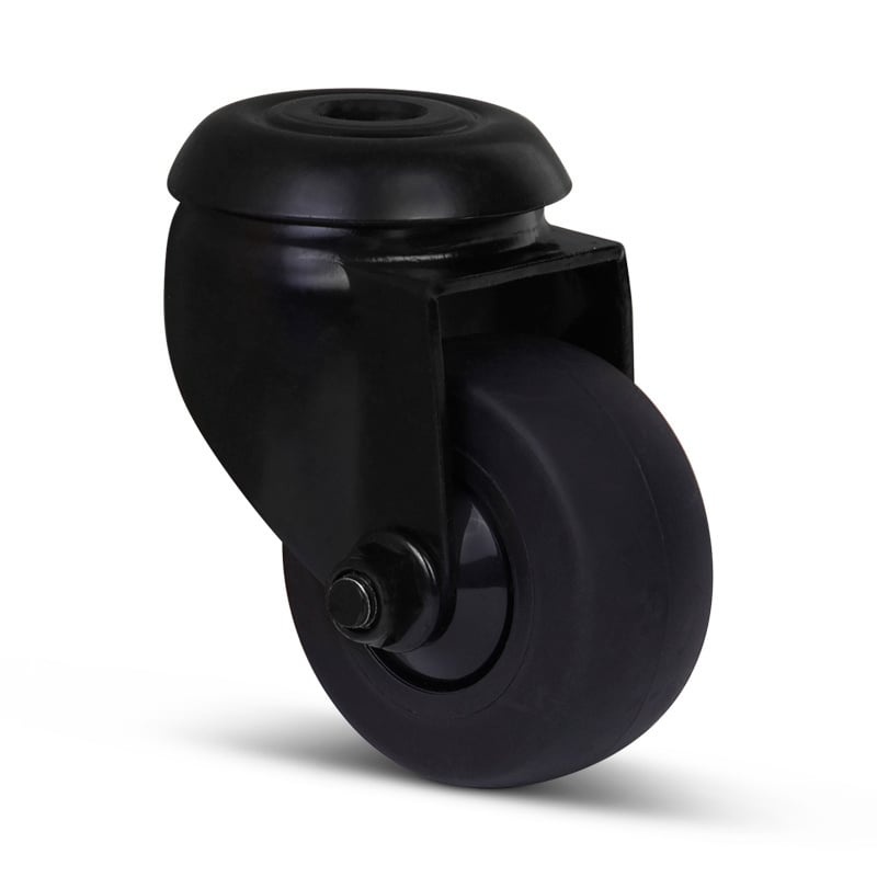 Schwarze Lenkrolle 50 mm - Kugellager - Rückenloch - 50 kg