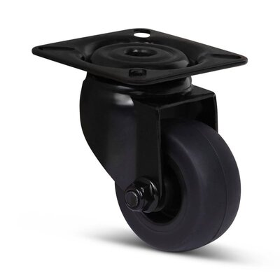 Schwarze Lenkrolle 50 mm - Gleitlager - Platte - 50 kg