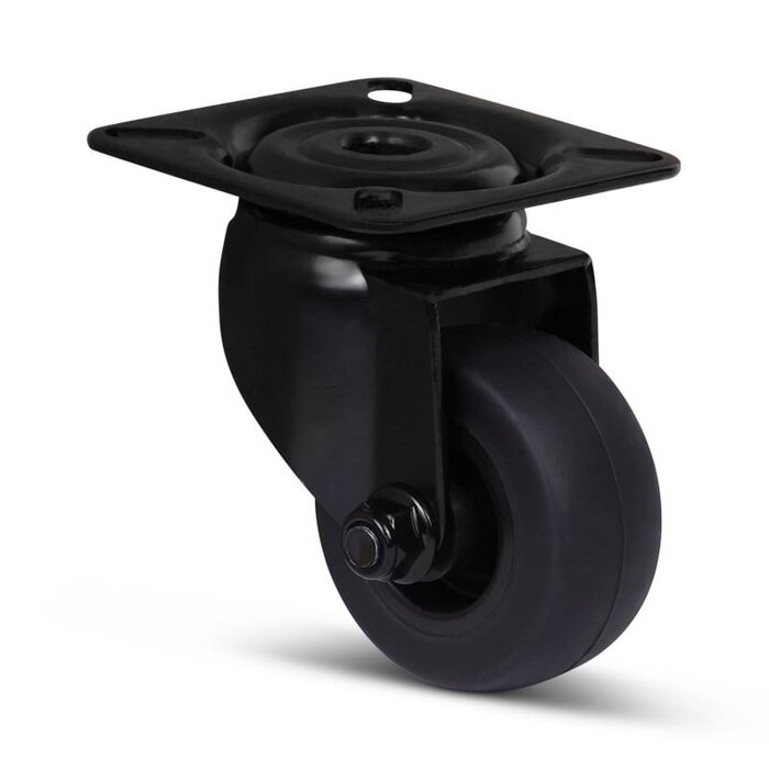 Schwarze Lenkrolle 50 mm - Gleitlager - Platte - 50 kg