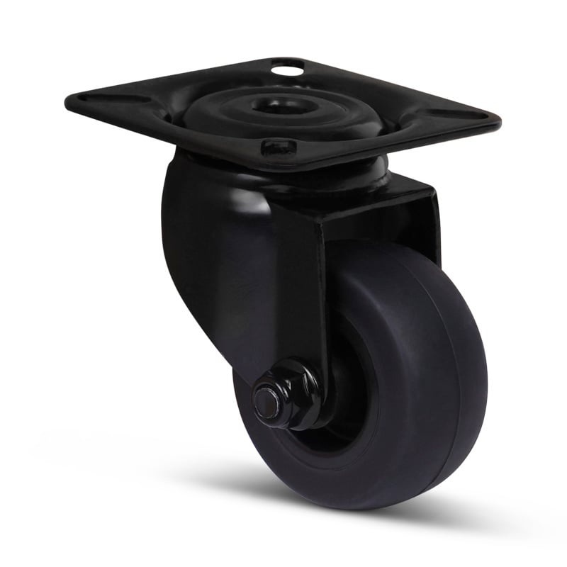 Schwarze Lenkrolle 50 mm - Gleitlager - Platte - 50 kg