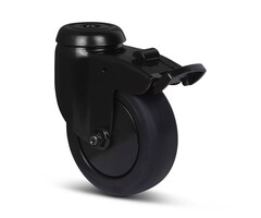 Schwarze Lenkrolle mit Bremse 75 mm - Kugellager - 75 kg