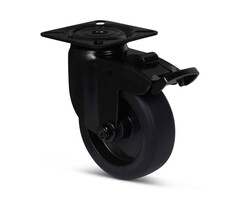Schwarze Lenkrolle mit Bremse 75 mm - 75 kg