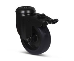 Schwarze Lenkrolle mit Bremse 75 mm - 75 kg