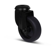 Schwarze Lenkrolle 75 mm - Rückenloch - 75 kg
