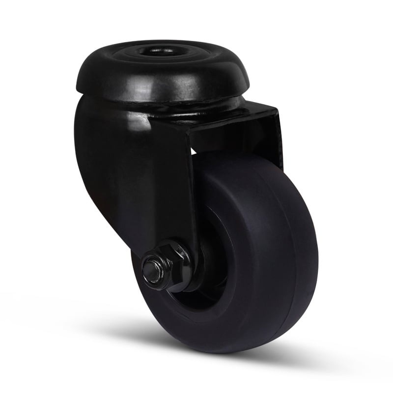 Schwarze Lenkrolle 50 mm - Rückenloch - 50 kg