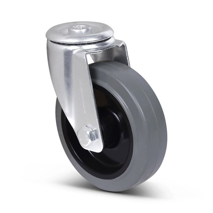 Elastische Gummi-Lenkrolle 125 mm - Rollenlager - 220 kg