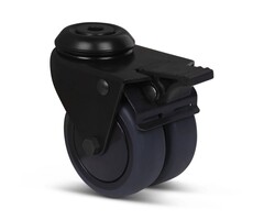 Schwarze Doppelrolle mit Bremse 75 mm - 120 kg