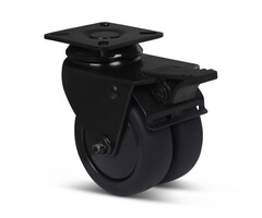 Schwarze Doppelrolle mit Bremse 75 mm - 120 kg
