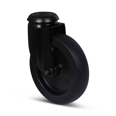 Schwarze Lenkrolle 100 mm - Gleitlager - Rückenloch - 80 kg