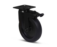 Schwarze Lenkrolle mit Bremse 100 mm - 80 kg