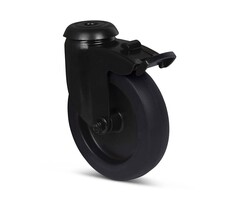 Schwarze Lenkrolle mit Bremse 100 mm - 80 kg