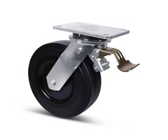 Schwerlast-Gummi-Lenkrolle mit Bremse, 250 mm – 1000 kg