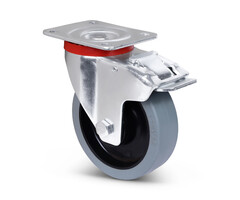 Elastische Gummi-Lenkrolle mit Bremse 125 mm - 250 kg