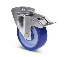 Polyurethan-Lenkrolle mit Bremse 100 mm - Edelstahl - 150 kg