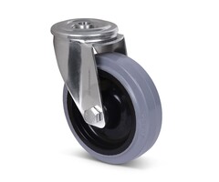 Elastische Gummi-Lenkrolle 125 mm - Edelstahl - 190 kg