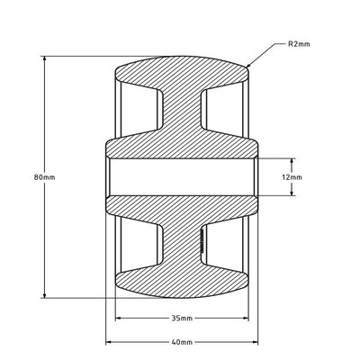 Hitzebeständiges Rad 80 mm - bis +280 °C - 100 kg
