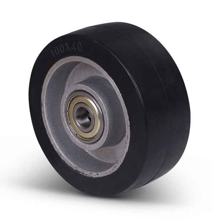 Elastisches Gummirad 100 mm - Kugellager 12 mm - 180 kg