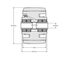 Polyurethanrad 150 mm - 1800 kg