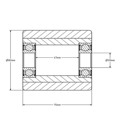 Polyurethan Hubwagenrolle 82x75 mm - Kugellager - 530 kg