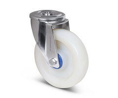 Edelstahl-Polyamid-Lenkrolle 80 mm – Bolzenbohrung – 150 kg