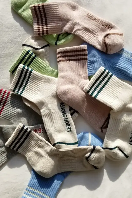 Le Bon Shoppe Girlfriend Socks Green Stripes OS
