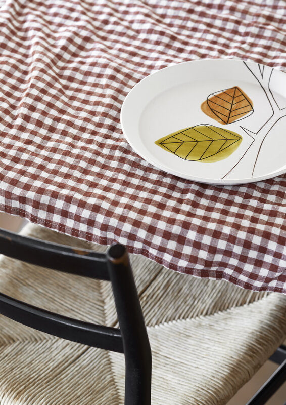 Linge Particulier Tablecloth Linen Dark Old Orange Gingham 140x250