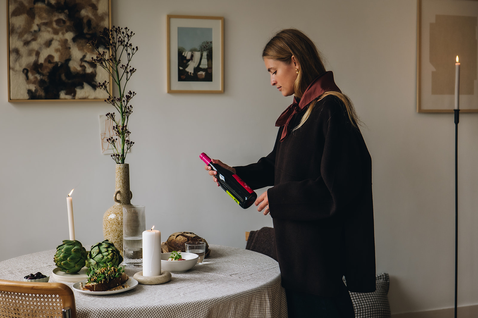 OYOY Candleholder Beige Marble Large