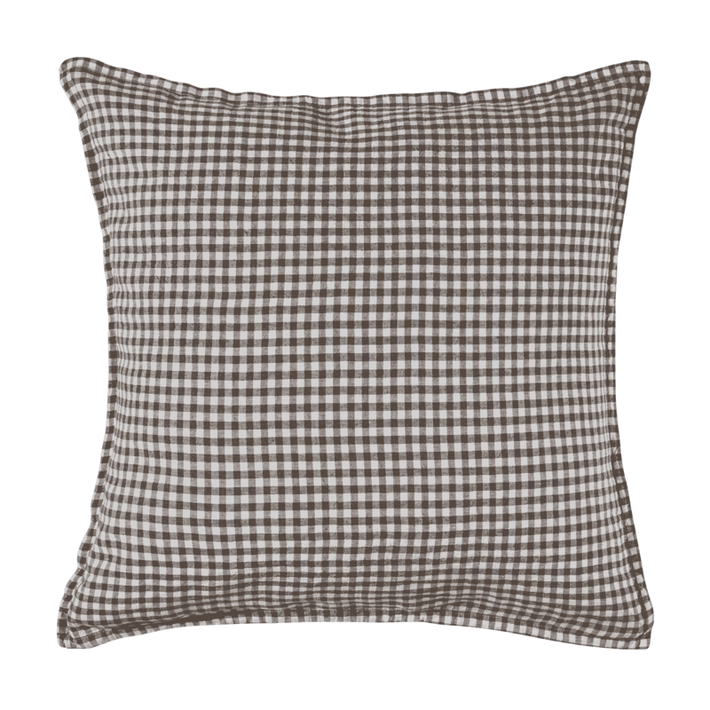 Linge Particulier Cushion Cover Linen Gingham Brown 50x50