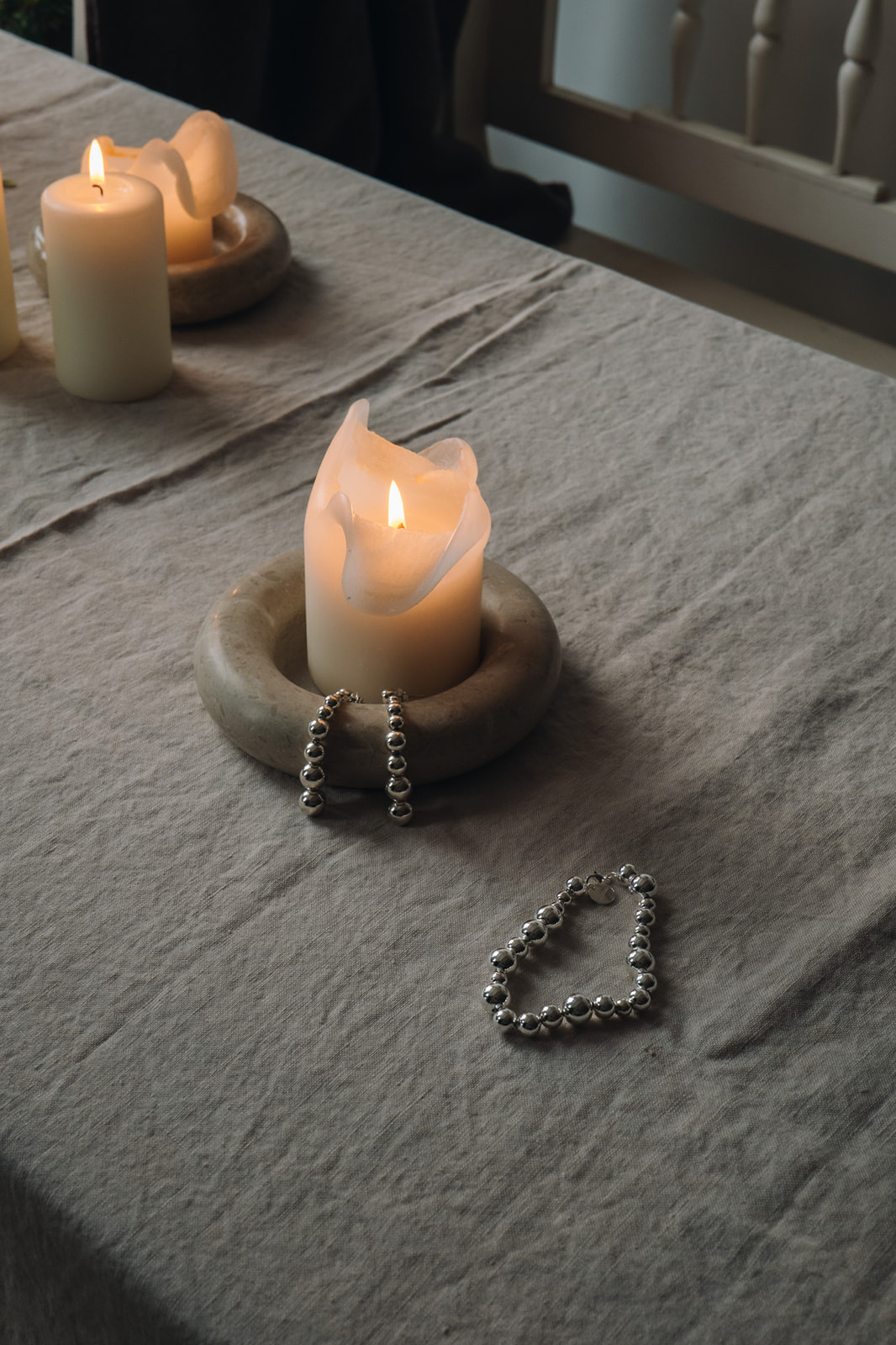 OYOY Candleholder Beige Marble Large