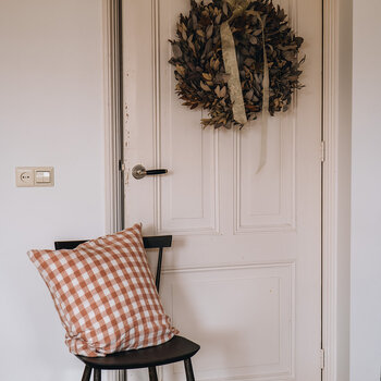 Linge Particulier Cushion Cover Linen Gingham Mocha 50x50