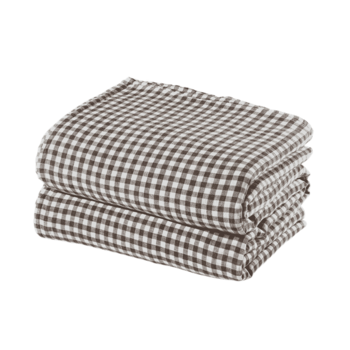 Linge Particulier Tablecloth Linen Brown Gingham 160x350