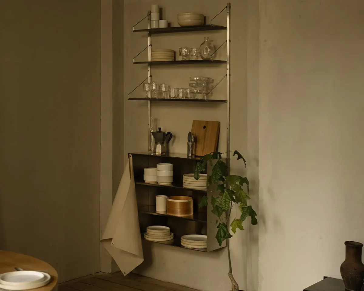 Frama Shelf Library Canvas Cabinet Section Stainless Steel / Canvas - H1852 W80