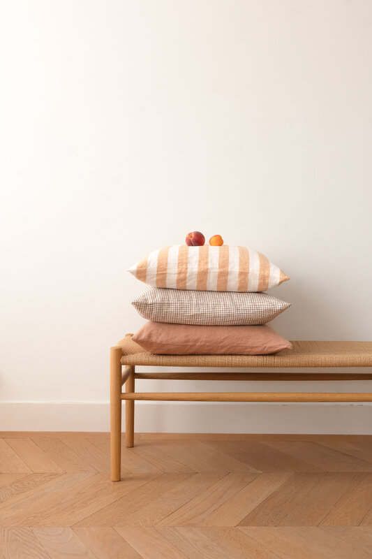 Linge Particulier Cushion Cover Linen Brown Checks 40x60