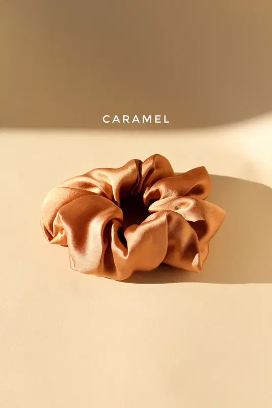 Marram Silk  Scrunchie Plant Dyed Large Caramel