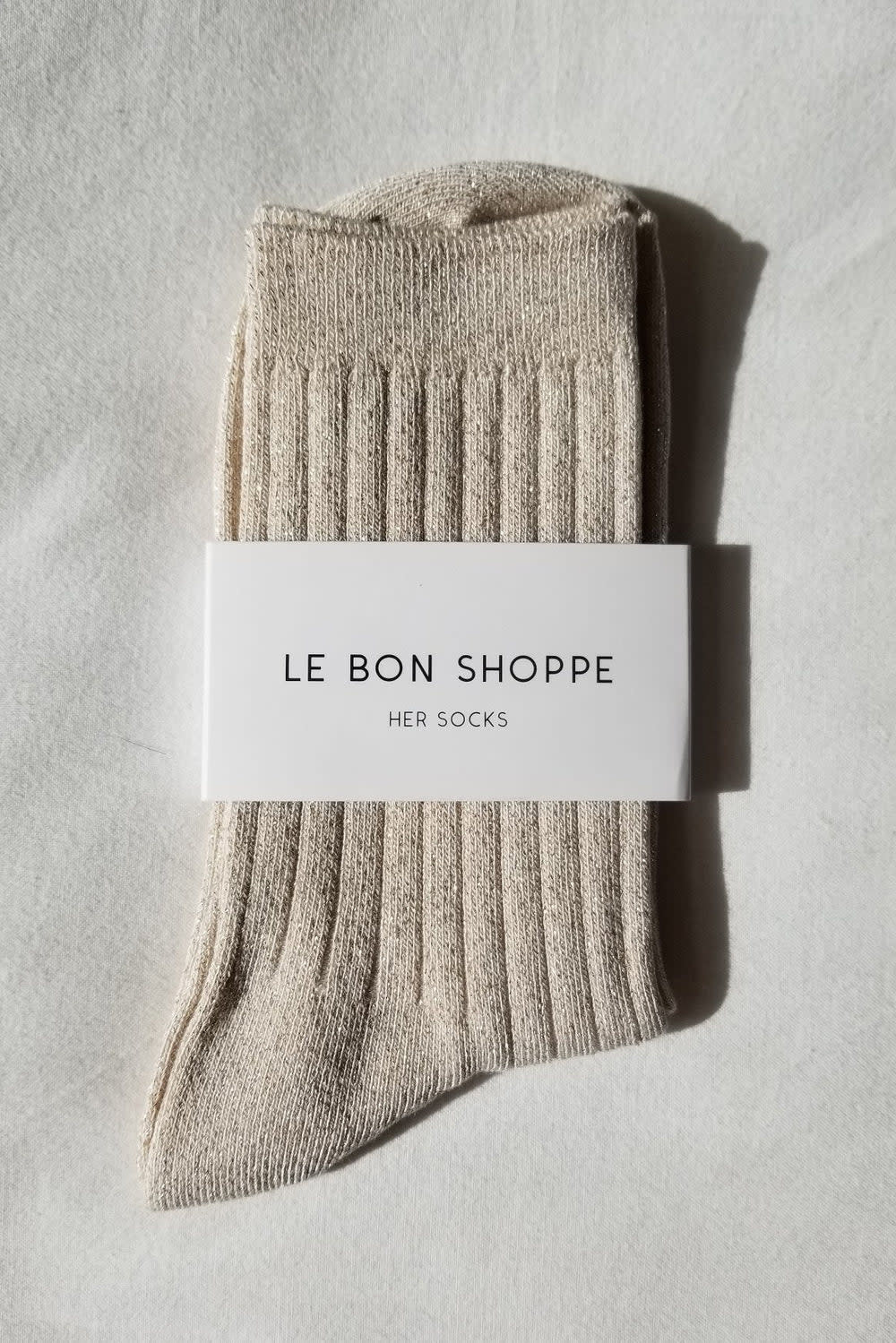 Le Bon Shoppe Her Socks Ivory gold Glitter