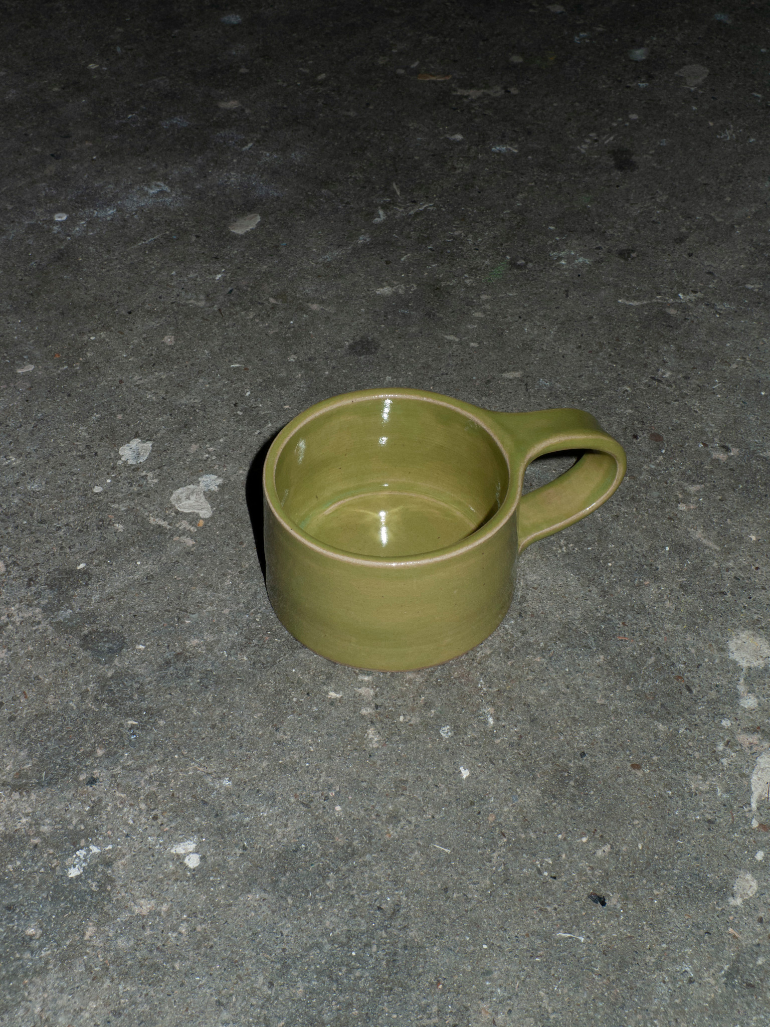 Almond in a Glass Cup Flat Handle Moss