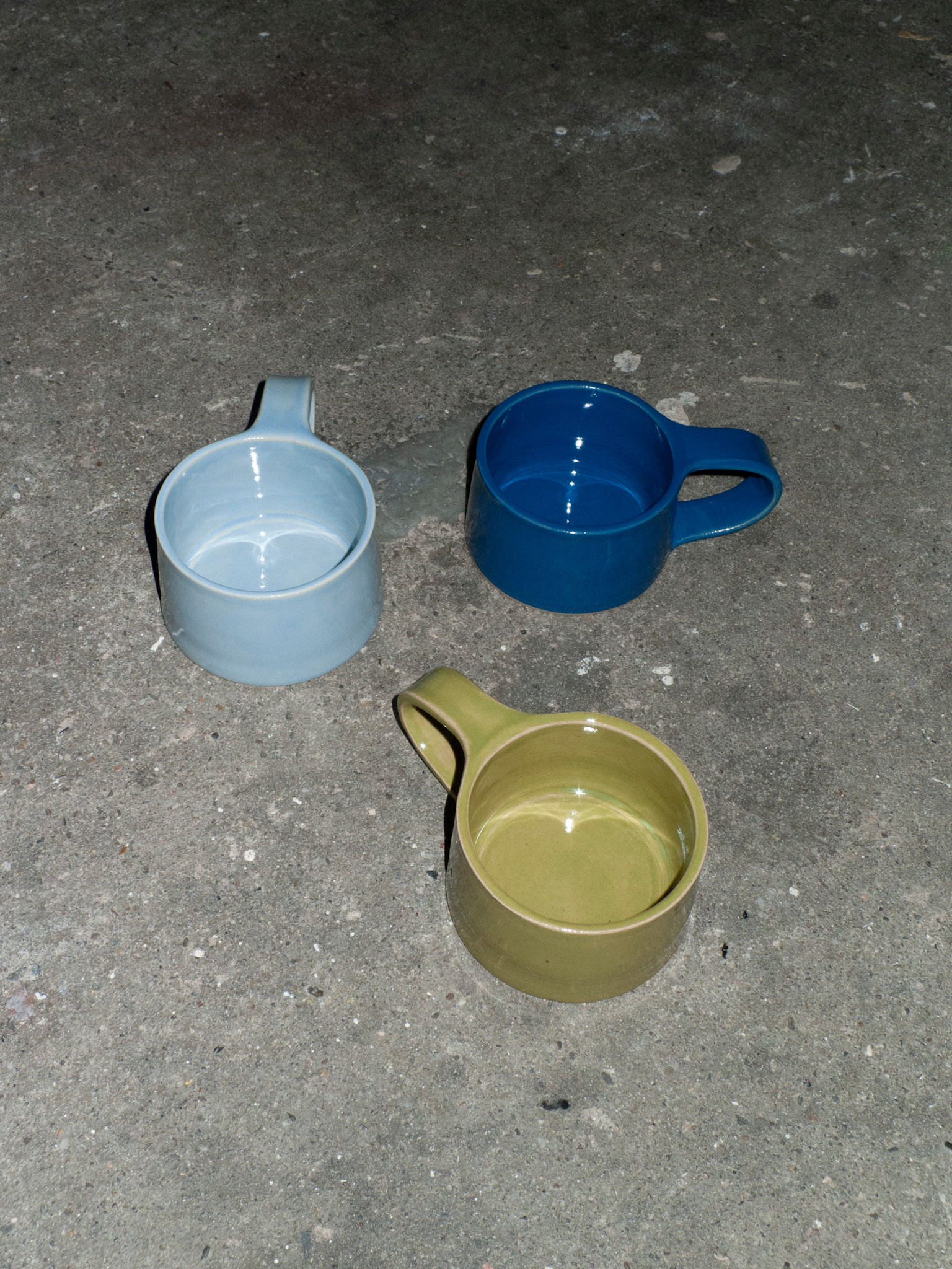 Almond in a Glass Cup Flat Handle Moss